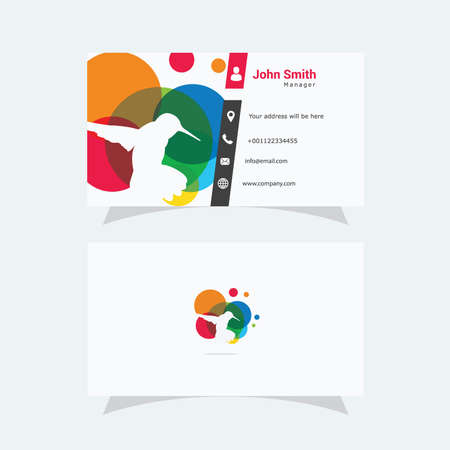 Humming bird vector logo and business card designのイラスト素材