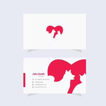 Pet clinic, dog and cat vector logo and business card designのイラスト素材