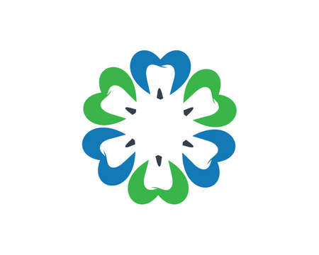 Dental care logo icon, tooth in flower heart vector illustration.のイラスト素材