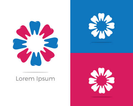 Dental care logo icon, tooth flower vector illustration.のイラスト素材