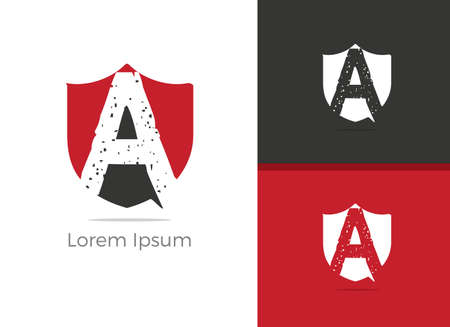 Safety and Protection A letter design, letter A in shield vector icon.のイラスト素材