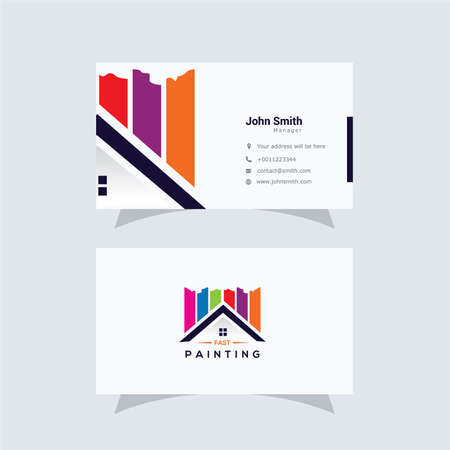 Paint home sign icon. Painting tool symbol. Logotype with Thank you ribbon. Vector. paint home icon Art. business card designのイラスト素材