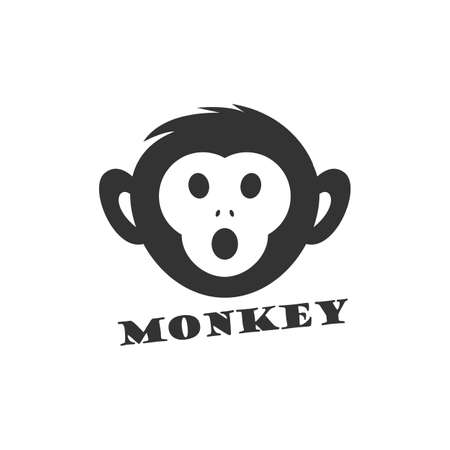 Monkey vector design icon. chimpanzee head logo.のイラスト素材