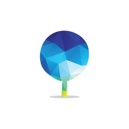 Colorful tree vector, hexagon, polygonal tree illustration, tree logo low poly style.のイラスト素材