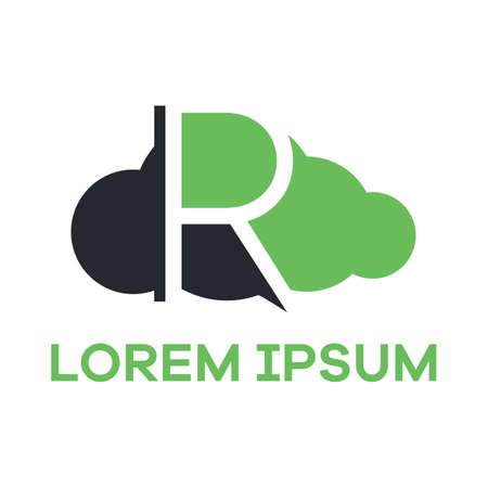 R letter logo design. Letter R in cloud shape vector illustration.のイラスト素材