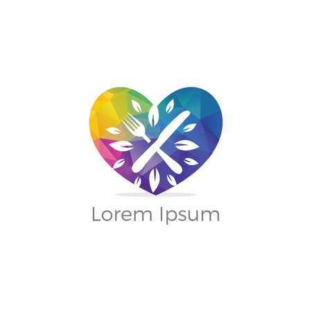 Restaurant vector icon. love cooking concept. Food and Salad illustration. Restaurant logo design. Bakery and Cafe logo.のイラスト素材