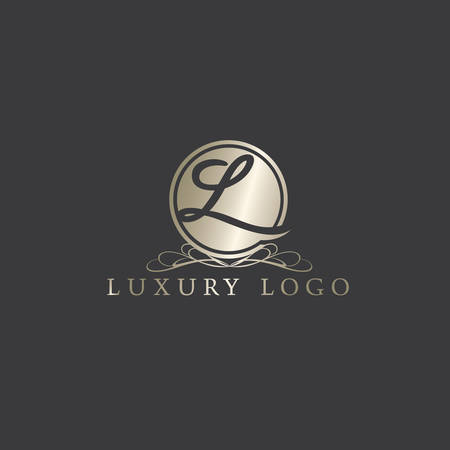 Letter in shield logo design. luxury letter L vector icon. Hotel and boutique logo illustration.のイラスト素材