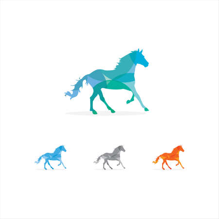 colorful illustration, animal, horse, wildlife, love, care vector logo designのイラスト素材