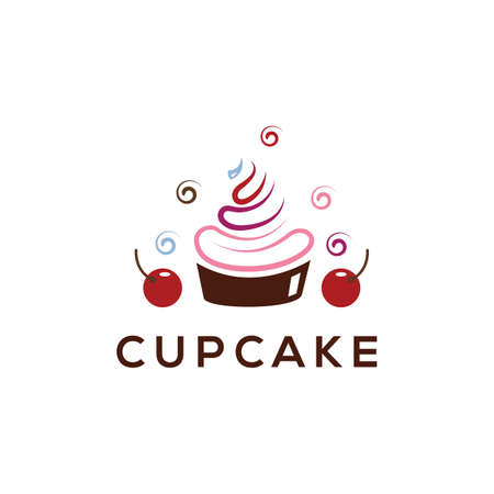 Cupcake, Yogurt logo , Ice cream vector logo design.のイラスト素材