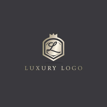 Illustration pour Letter in shield logo design. luxury letter L vector icon. Hotel and boutique logo illustration. - image libre de droit