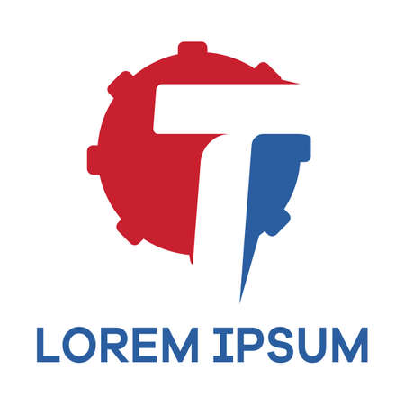 Letter t in gear shape vector illustration. Automobile garage vector logo.のイラスト素材