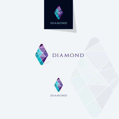 Diamond logo design, Crushing abstract pattern. Colorful precious stone logotype. Jewelry shop logo.のイラスト素材