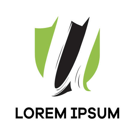 Letter u in shield vector illustration. safety and security iconのイラスト素材