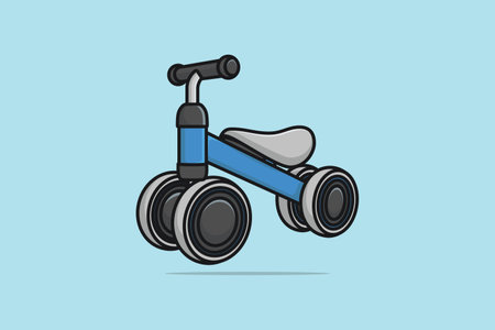 Children's Tricycle with Grey Seat and steering wheel vector illustration. People transportation object icon concept. A bicycle or push bike without pedals for child vector designのイラスト素材