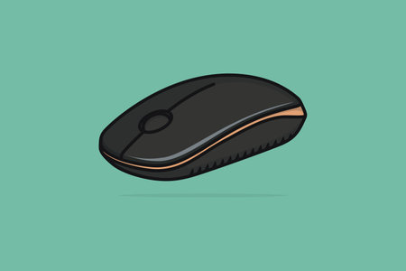 Computer Mouse vector illustration. Science and technology object icon concept. Wireless grey color mouse vector design with shadow. Computer mouse for gaming channel.のイラスト素材