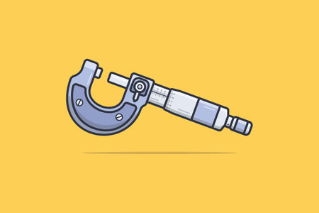 Screw Gauge Micrometer vector illustration. Engineer and Construction tool object icon concept. Measuring engineer tool. Universal device designed to measure linear dimensions.のイラスト素材