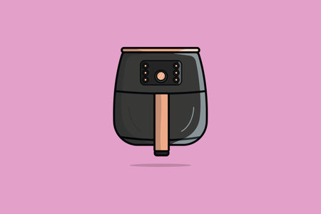 House Kitchen Air Fryer vector illustration. Kitchen interior working tool icon concept. Modern kitchen air fryer side view vector design with shadow isolated on pink background.のイラスト素材