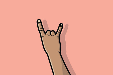 Rock Sign Hand Gesture vector illustration. People hand objects icon concept. Horns gesture grunge composition vector design.のイラスト素材