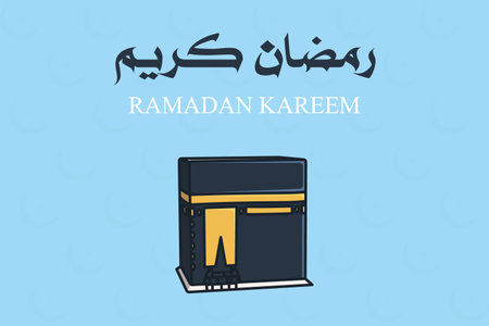 Ramadan Kareem greeting background with lantern and calligraphy. Islamic holiday icon concept. Ramadan Kareem vector greeting post design.のイラスト素材