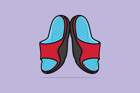 Pair of Men Footwear Slipper Shoe vector logo design. Men fashion object icon concept. Colorful flip flop, Flip flop icon, Slipper icon, Shoes, Outdoor shoes vector design.のイラスト素材