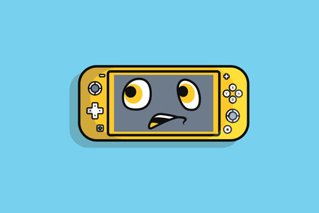 Cute Cartoon Game Console Device vector illustration. Gaming Mascot and technology gaming objects icon concept. Game controller or game console vector design. Gaming mascot logo.のイラスト素材