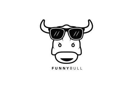 Bull Head with Glasses vector logo design. Animal nature icon concept. Bull head vector design on white background, Farm and livestock logo design.のイラスト素材
