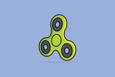 Hand Fidget Spinner Toy vector illustration. Education object icon concept. Hand spinner tricks. Badges, labels. Fidget spinner toy - stress and anxiety relief.のイラスト素材