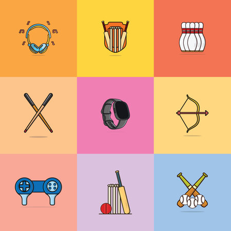 Sport game equipment collection vector illustration design. Sports objects icon concept. Collection of sports instruments vector icon design.のイラスト素材