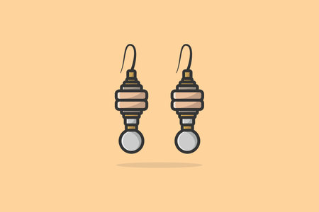 Ear jewelry for modern girls vector illustration. Beauty fashion objects icon concept. Lady earring with gemstone vector design.のイラスト素材