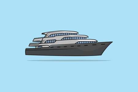 Expensive Ship for journey transportation vessel vector illustration. Sea transportation objects icon concept. Ocean transportation ship yacht for traveling vector design.のイラスト素材