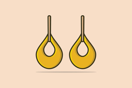 Drop style women earrings vector illustration. Beauty fashion objects icon concept. Lady earring with gemstone vector design.のイラスト素材