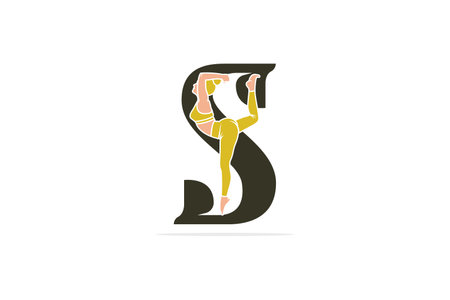 Sports yoga women in letter S vector design. Alphabet letter icon concept. Sports young women doing yoga exercises with letter S logo design.のイラスト素材