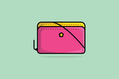 Female accessories, elegant events purses vector illustration. Beauty fashion objects icon concept. Girls Purse or Handbag vector design isolated on green background.のイラスト素材