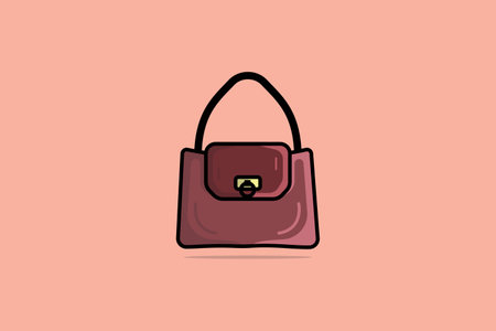 Elegant Ladies Bright Leather Bag with Black Handle vector design. Beauty fashion objects icon concept. New arrival women fashion bag vector design.のイラスト素材