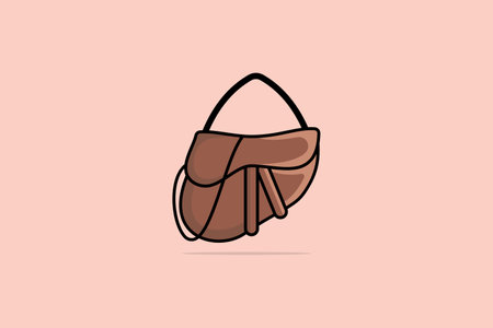 Girls Fashion Party Purse vector illustration. Beauty fashion objects icon concept. Elegant ladies bright leather bag vector design on light orange background.のイラスト素材