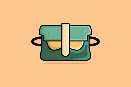 Girls Purse or Handbag vector illustration. Beauty fashion objects icon concept. Female accessories, elegant purses isolated on orange background.のイラスト素材