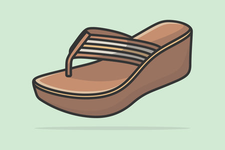Glossy Bright Colorful Woman Slipper Shoe vector illustration. Beauty fashion objects icon concept. Trendy girls party footwear slipper vector design.のイラスト素材