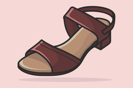 Stylish Ladies Sandal Shoe for Fashion vector illustration. Beauty fashion objects icon concept. Elegant ladies bright leather footwear sandal vector design.のイラスト素材