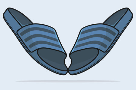 Pair Of Men Beach Footwear Slipper Shoes vector illustration. Beauty fashion objects icon concept. Colorful flip flop slipper shoes pair vector design.のイラスト素材