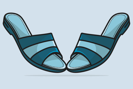 Pair Of Elegant Ladies Footwear Slipper Shoes vector illustration. Beauty fashion objects icon concept. New arrival women fashion slipper pair vector design.のイラスト素材