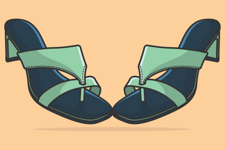 Pair Of Girls Beautiful Footwear Slipper vector illustration. Beauty fashion objects icon concept. New arrival women party slipper shoes pair vector design.のイラスト素材