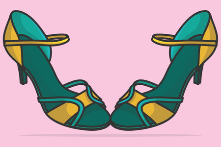 Modern Simple Women Sandals Shoes Pair vector illustration. Beauty fashion objects icon concept. Pair of girls fashion sandals vector design.のイラスト素材