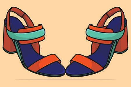 Pair Of Trendy Women Sandals or Slipper Fashion Slipper vector illustration. Beauty fashion objects icon concept. Girls fashion feet wearing sandals pair vector design.のイラスト素材