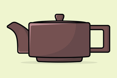 Breakfast Teapot with Closed Lid vector illustration. Kitchen interior object icon concept. Metal teapot icon design with shadow.のイラスト素材