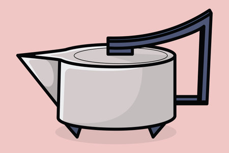 Beautiful Tea Kettle vector illustration. Kitchen interior object icon concept. Morning Tea Teapot with closed lid icon design on light orange background.のイラスト素材