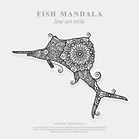 Fish Mandala. Vintage decorative elements. Oriental pattern, vector illustration.のイラスト素材