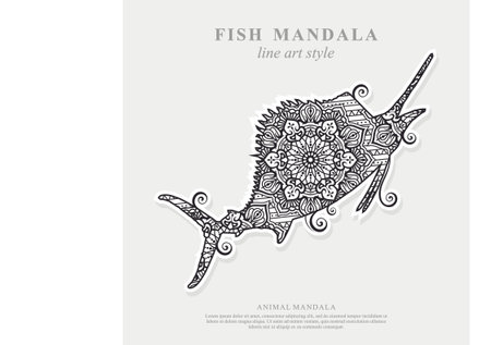Fish Mandala. Vintage decorative elements. Oriental pattern, vector illustration.のイラスト素材