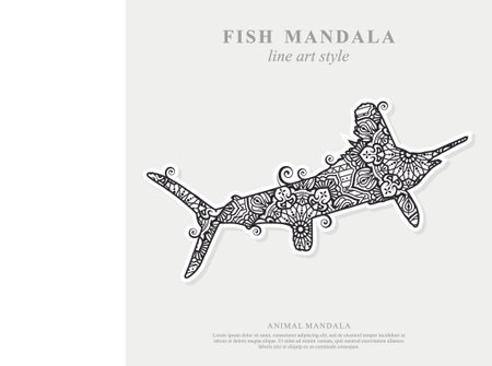 Fish Mandala. Vintage decorative elements. Oriental pattern, vector illustration.のイラスト素材