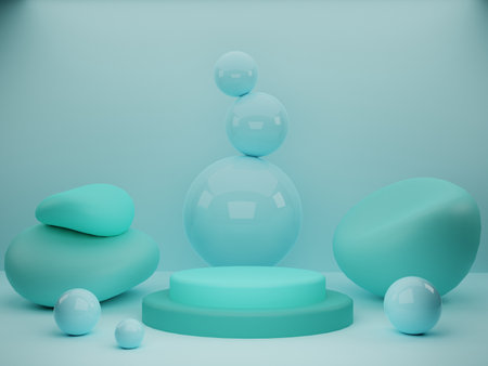 Minimalist abstract scene with geometrical forms. 3d renderの写真素材