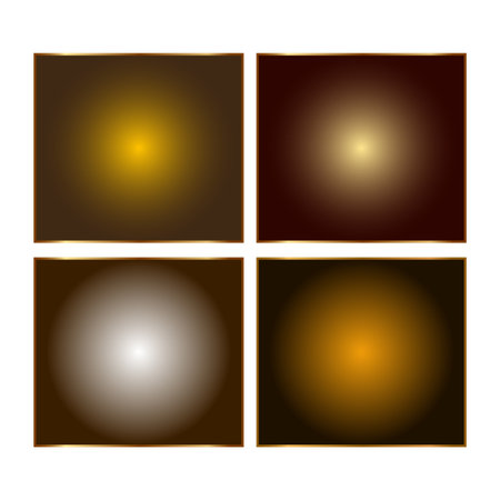 four squares with light gradients in the center, each a different color, with brown borders around each squareのイラスト素材